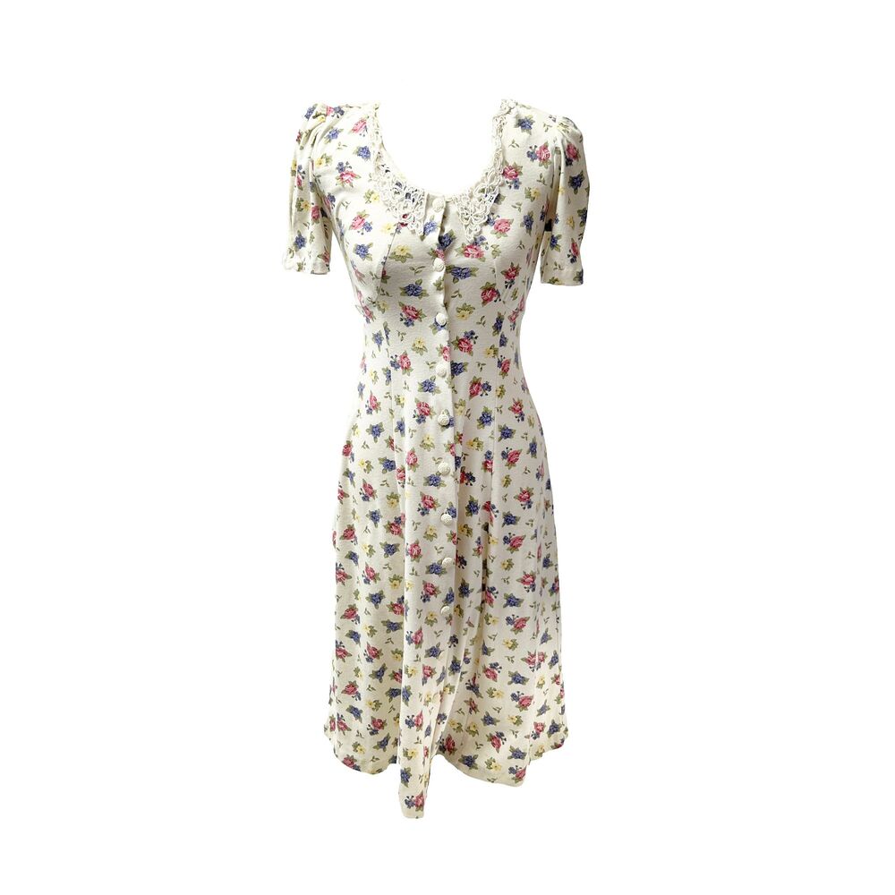 Vintage 90s Ms. Conduct of California Short Sleeve Floral Spring Dress